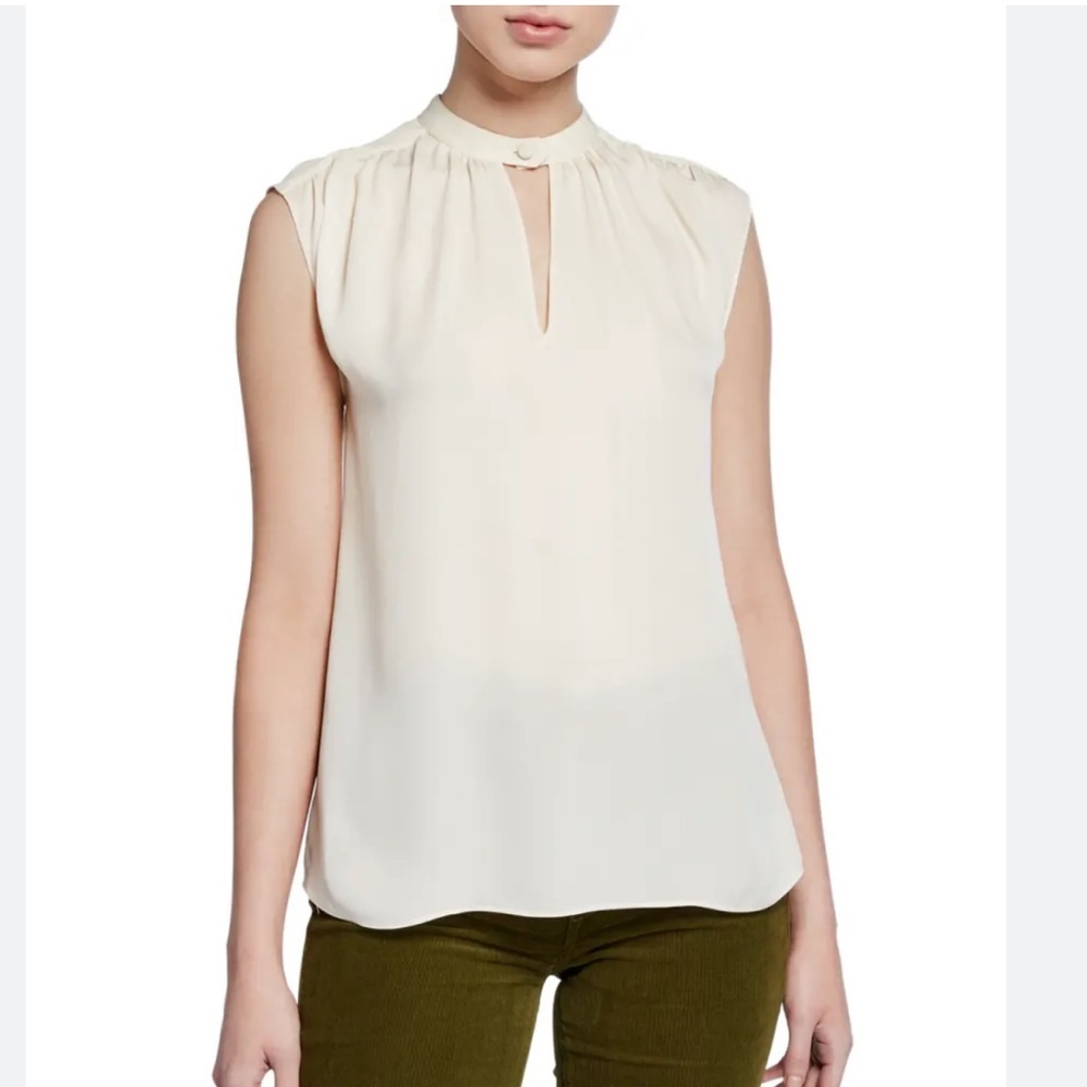 NEW • VERONICA BEARD • Women’s Kalle Sleeveless Keyhole Silk Blouse Off White